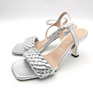 Ron White Aneesha Metallic Braided Ankle Strap Sandal Women's Silver US9 EU39.5